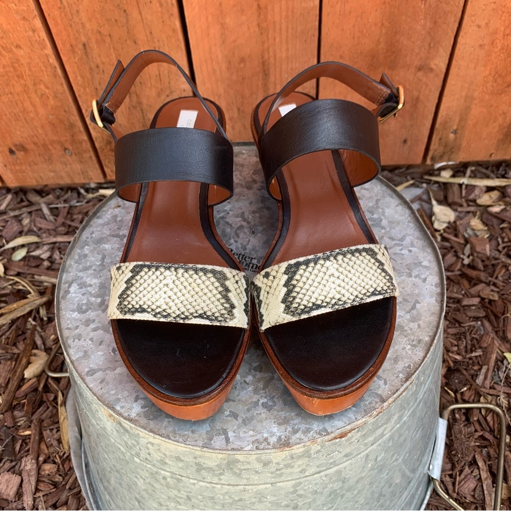 Cole Haan Black and Tan Sandals with Straps and Ankle Support